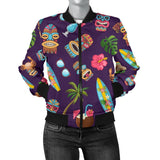Totem Pattern Print Women Casual Bomber Jacket