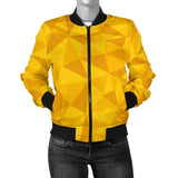 Triangle Yellow Pattern Print Women Casual Bomber Jacket