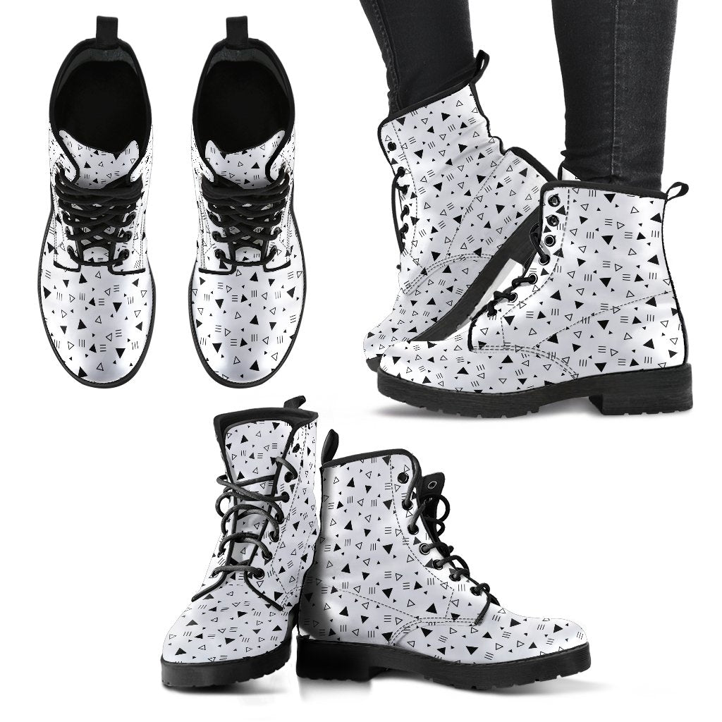 Triangles Black & White P1 - Leather Boots for Women