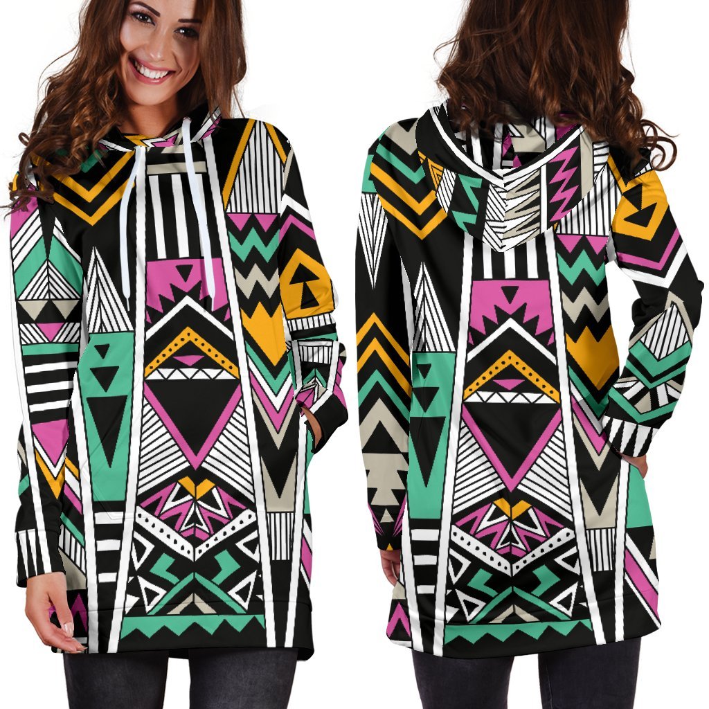 Tribal Aztec Triangle Hoodie Dress 3D Style Women All Over Print Tribal Aztec Triangle Hoodie Dress 3D Style Women All Over Print - Vegamart.com