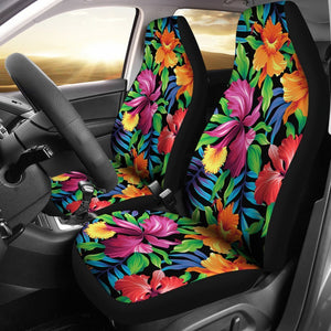Tropical Flower Colorful Print Car Seat Covers Set 2 Pc, Car Accessories Car Mats Covers Tropical Flower Colorful Print Car Seat Covers Set 2 Pc, Car Accessories Car Mats Covers - Vegamart.com