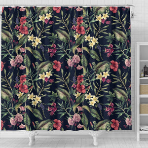 Tropical Flower Pattern Shower Curtain