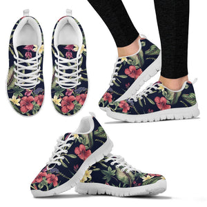 Tropical Flower Pattern White Sneakers Shoes For Women, Men Tropical Flower Pattern White Sneakers Shoes For Women, Men - Vegamart.com