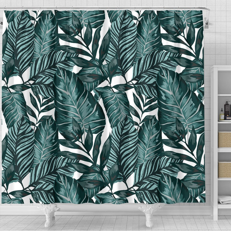 Tropical Palm Leaves Pattern Shower Curtain
