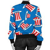 Uncle Sam Pattern Print Women Casual Bomber Jacket