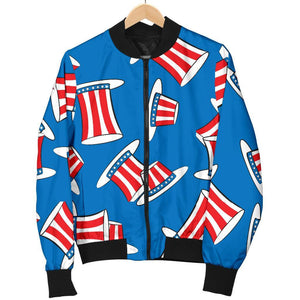 Uncle Sam Pattern Print Women Casual Bomber Jacket