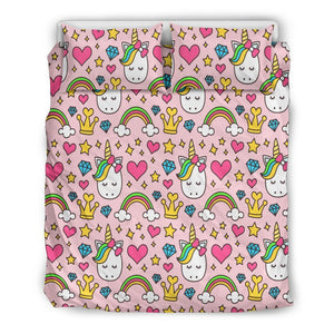 Unicorn Pattern Print Duvet Cover Bedding Set