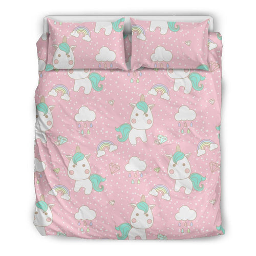 Unicorn Pink Pattern Print Duvet Cover Bedding Set