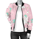 Unicorn Pink Pattern Print Women Casual Bomber Jacket
