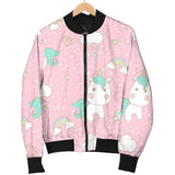 Unicorn Pink Pattern Print Women Casual Bomber Jacket