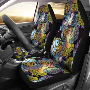 Unicorn With Wings Print Pattern Car Seat Covers Set 2 Pc, Car Accessories Car Mats Covers Unicorn With Wings Print Pattern Car Seat Covers Set 2 Pc, Car Accessories Car Mats Covers - Vegamart.com