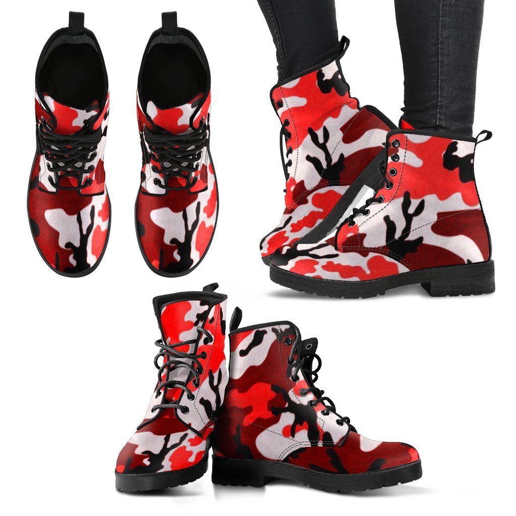 Unique Designer Motorcycle-Style  Nation States Red Camo Boots
