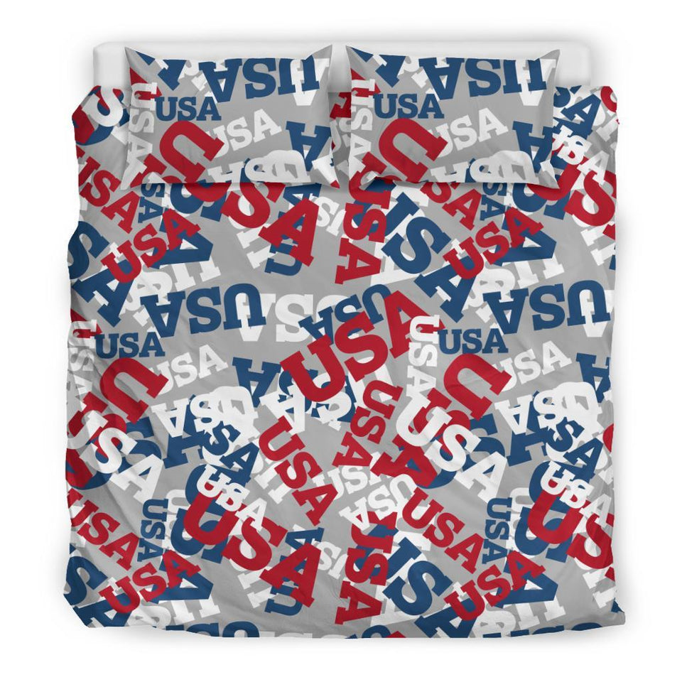 Usa Patriot Pattern Print Duvet Cover Bedding Set
