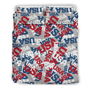 Usa Patriot Pattern Print Duvet Cover Bedding Set