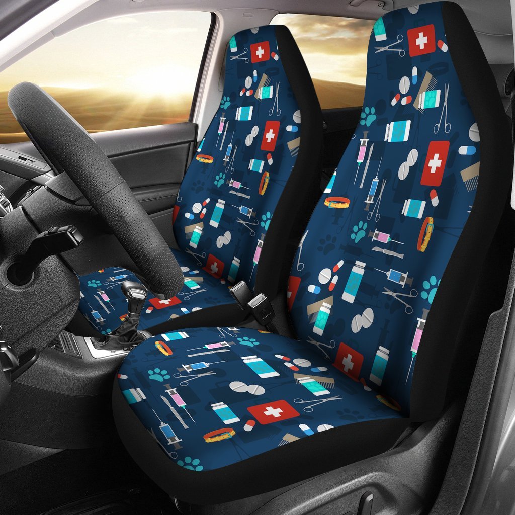Veterianary Pattern Print Seat Cover Car Seat Covers Set 2 Pc, Car Accessories Car Mats Veterianary Pattern Print Seat Cover Car Seat Covers Set 2 Pc, Car Accessories Car Mats - Vegamart.com