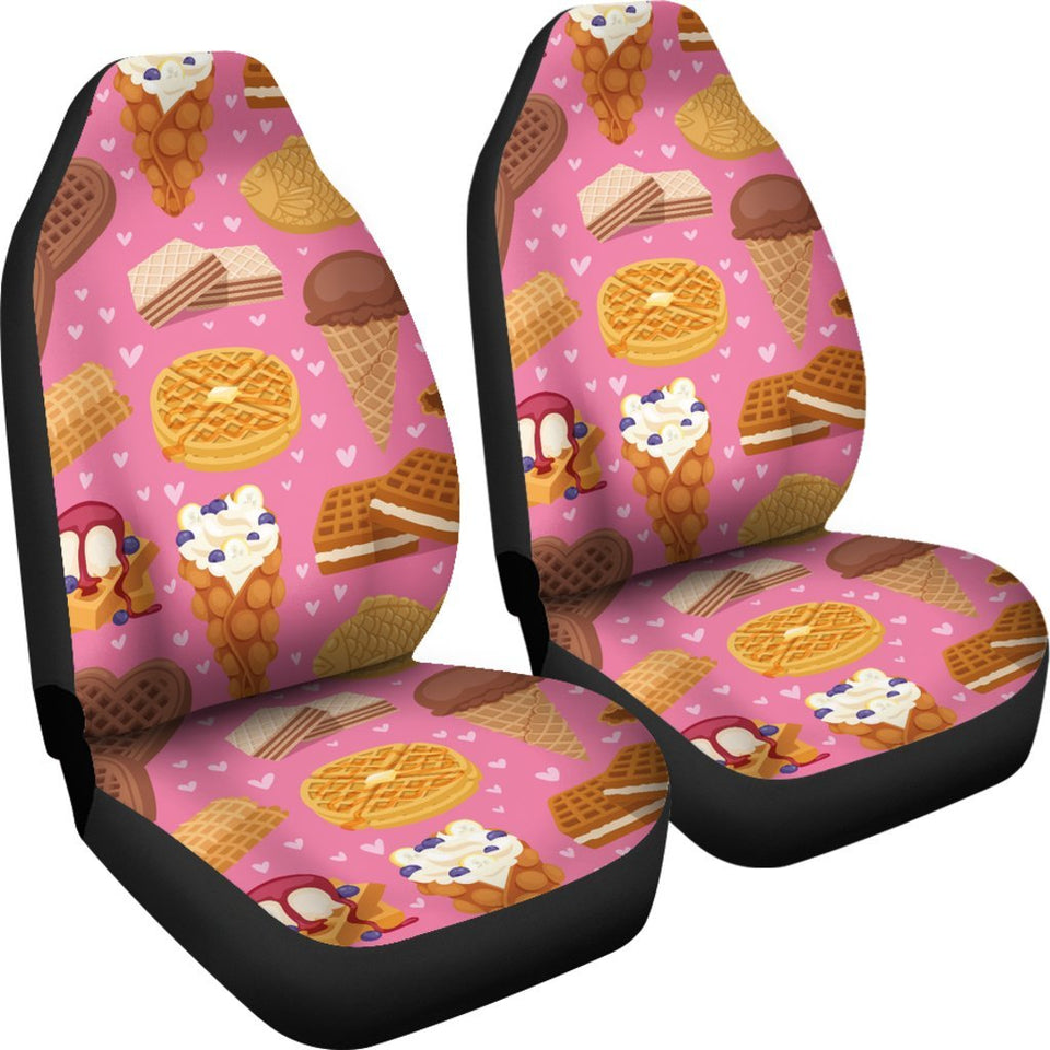 Waffle Dessert Pattern Print Seat Cover Car Seat Covers Set 2 Pc, Car Accessories Car Mats Waffle Dessert Pattern Print Seat Cover Car Seat Covers Set 2 Pc, Car Accessories Car Mats - Vegamart.com