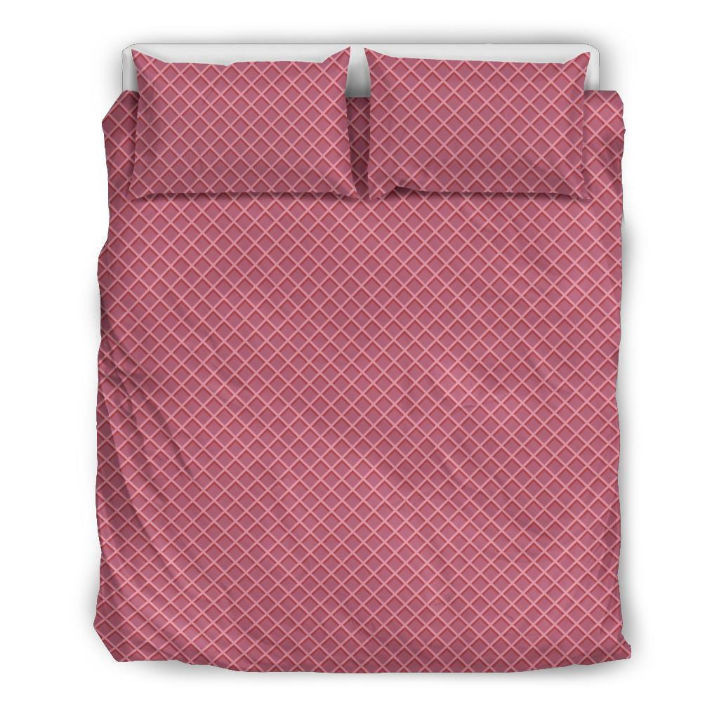 Waffle Pink Pattern Print Duvet Cover Bedding Set