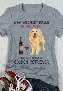 A Woman Cannot Survive On Wine Needs Golden Retriever T-Shirt Custom T Shirts Printing A Woman Cannot Survive On Wine Needs Golden Retriever T-Shirt Custom T Shirts Printing - Vegamart.com