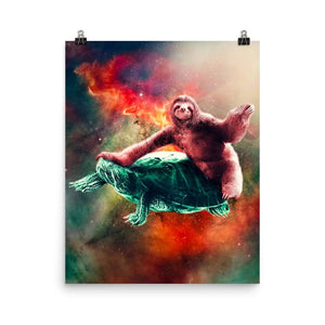 Funny Space Sloth Riding On Turtle Poster 16_20 Vertical Poster Funny Space Sloth Riding On Turtle Poster 16_20 Vertical Poster - Vegamart.com