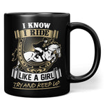 Horse Riding Girl - Try & Keep Up - Coffee Mug Mug Horse Riding Girl - Try & Keep Up - Coffee Mug Mug - Vegamart.com