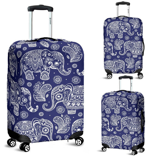 White Elephant Mandala Luggage Cover Protector
