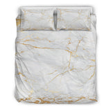 White Gold Marble Pattern Print Duvet Cover Bedding Set
