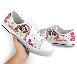 St Bernard Flower And Butterfly Low Top Shoes For Women, Shoes For Men Custom Shoes St Bernard Flower And Butterfly Low Top Shoes For Women, Shoes For Men Custom Shoes - Vegamart.com