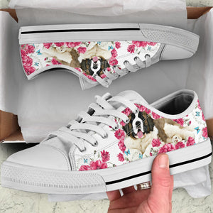 St Bernard Flower And Butterfly Low Top Shoes For Women, Shoes For Men Custom Shoes St Bernard Flower And Butterfly Low Top Shoes For Women, Shoes For Men Custom Shoes - Vegamart.com