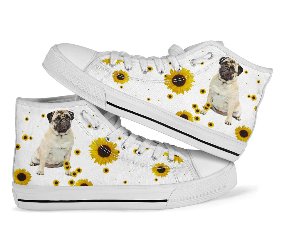 Pug Sunflower High Top Shoes For Women, Shoes For Men Custom Shoes Pug Sunflower High Top Shoes For Women, Shoes For Men Custom Shoes - Vegamart.com