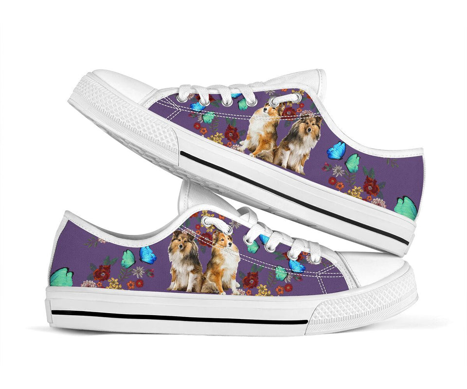 Shelties Flowers Butterfly Low Top Shoes For Women, Shoes For Men Custom Shoes Shelties Flowers Butterfly Low Top Shoes For Women, Shoes For Men Custom Shoes - Vegamart.com