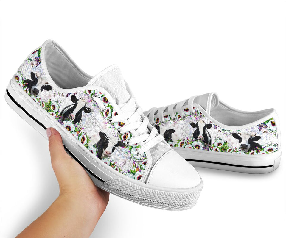 Cow Flower Low Top Shoes For Women, Shoes For Men Custom Shoes Cow Flower Low Top Shoes For Women, Shoes For Men Custom Shoes - Vegamart.com