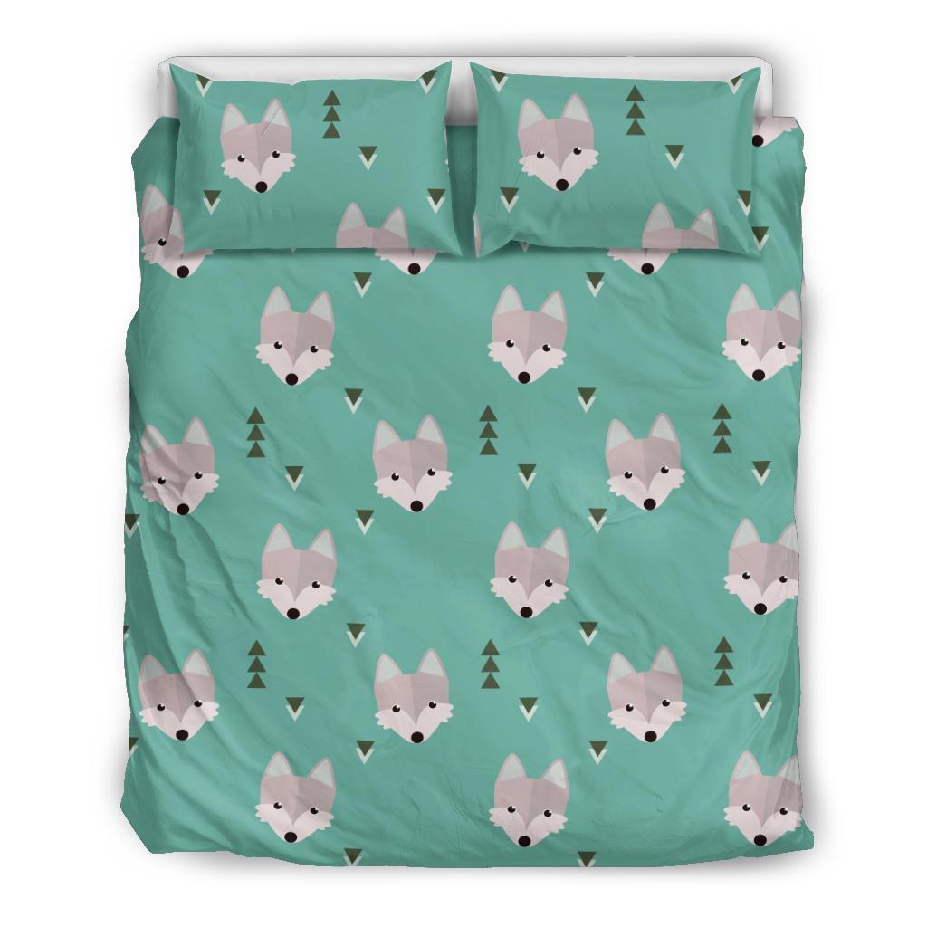 Wolf Pattern Print Duvet Cover Bedding Set