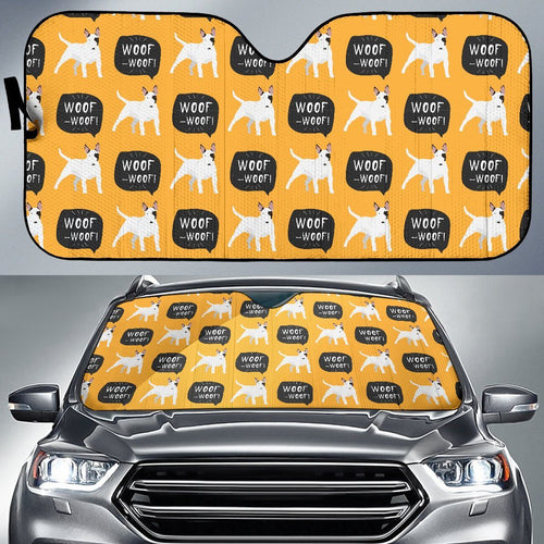 Woof Woof Bull Terrier Pattern Print Car Sun Shade