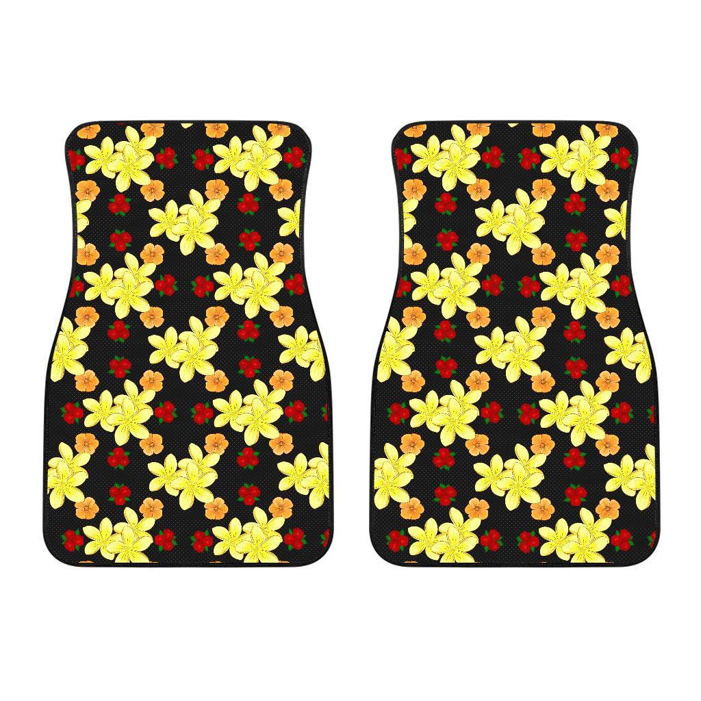 Yellow Plumeria Pattern Print Design PM04 Car Floor Mats