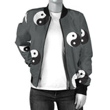 Yin Yang Pattern Print Women Casual Bomber Jacket