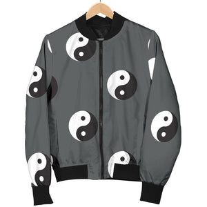 Yin Yang Pattern Print Women Casual Bomber Jacket