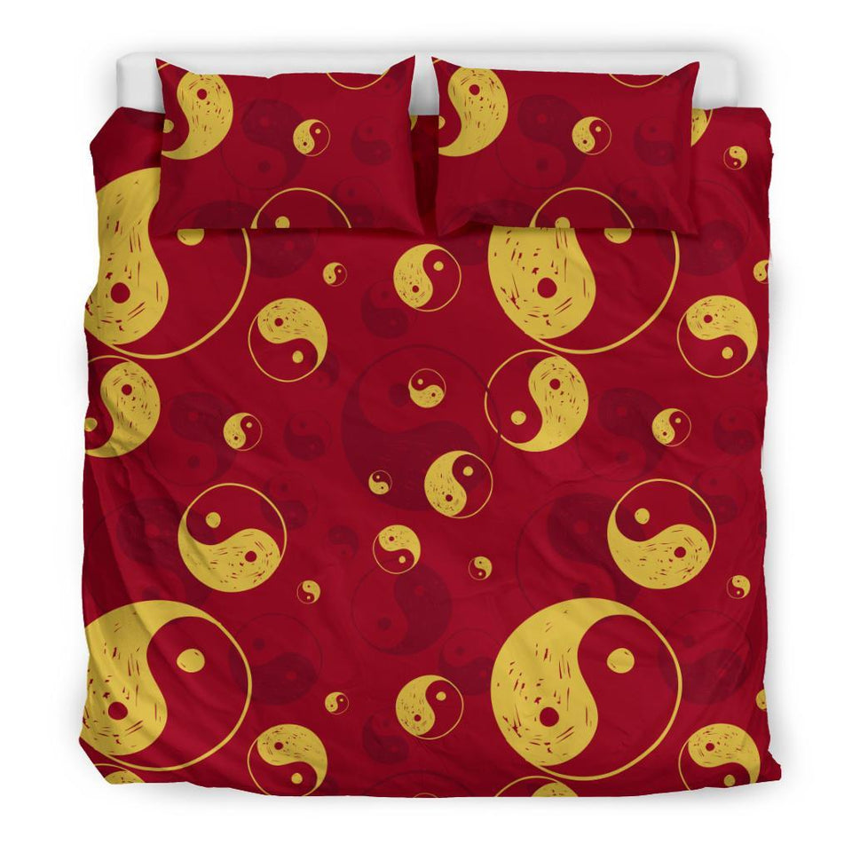 Yin Yang Red Pattern Print Duvet Cover Bedding Set
