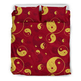Yin Yang Red Pattern Print Duvet Cover Bedding Set