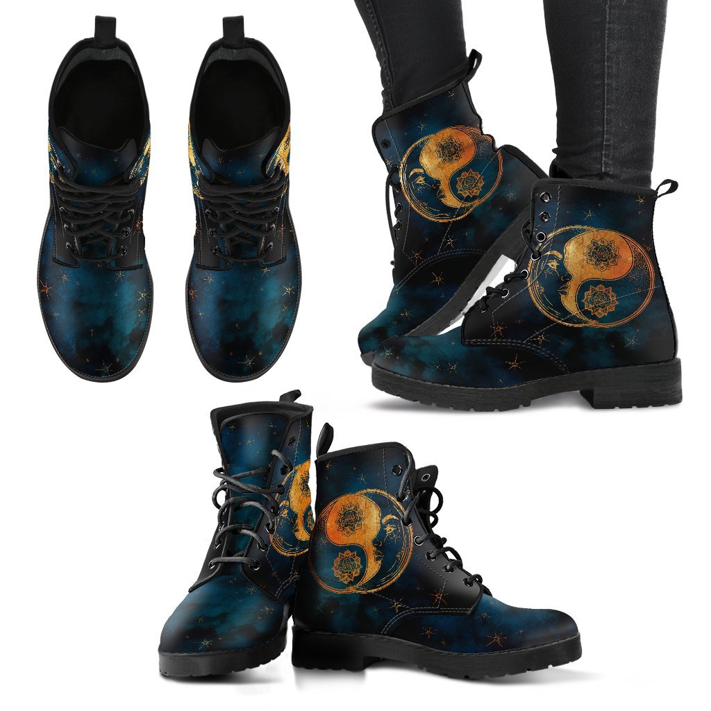 Yin Yang Sun and Moon Handcrafted Boots