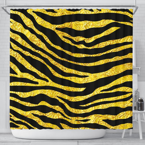 Zebra Gold Shower Curtain