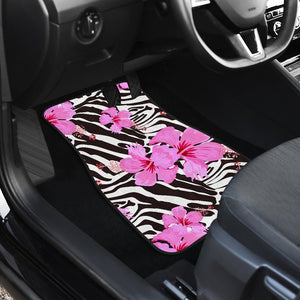 Zebra Pink Hibiscus Car Floor Mats