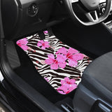 Zebra Pink Hibiscus Car Floor Mats