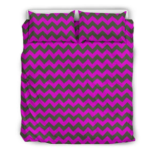 Zig Zag Purple Pattern Print Duvet Cover Bedding Set