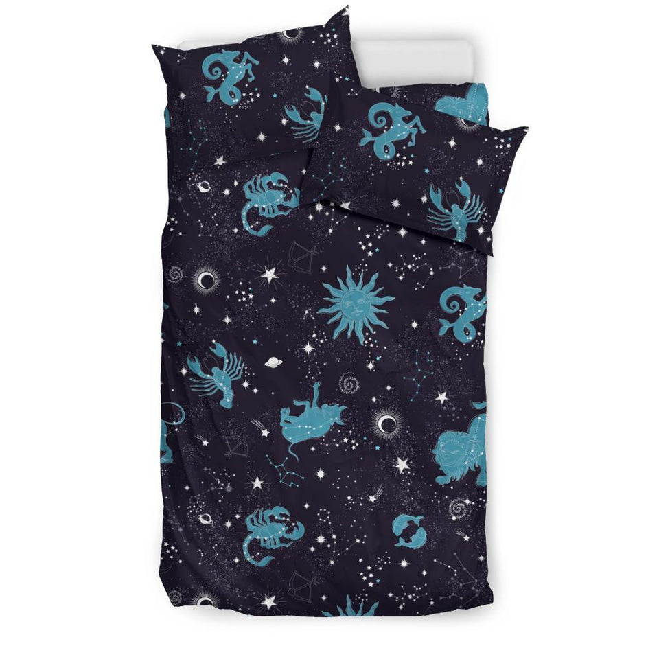 Zodiac Constellation Pattern Print Duvet Cover Bedding Set